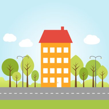 Bir sokakta ağaçlar ile ev