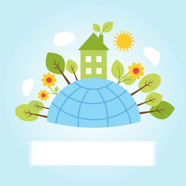 Earth with eco house — Stock Vector