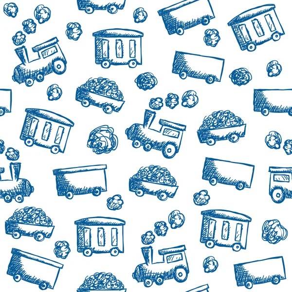 Train doodle seamless pattern — Stock Vector