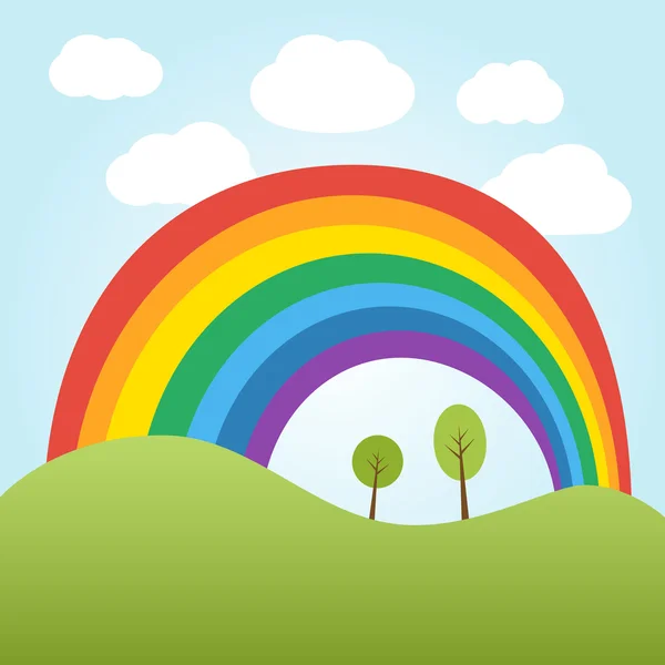 Rrainbow over the hill — Stock Vector