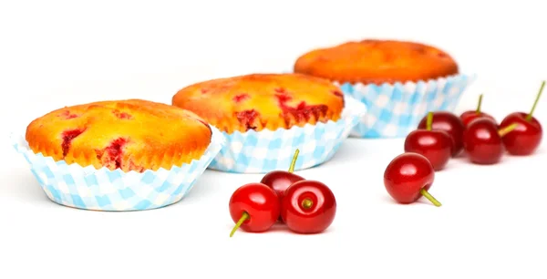 Muffins with sour cherries — Stock Photo, Image