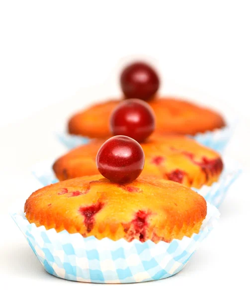 Muffins with sour cherries — Stock Photo, Image