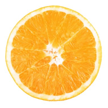 Beyaz arka planda izole edilmiş taze portakal dilimi