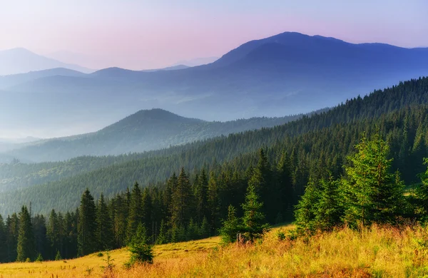 Fantastic sunset in the mountains of Ukraine. — Stock Photo, Image