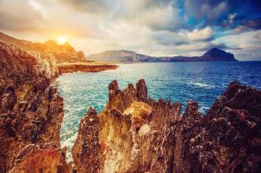 Muhteşem manzarası doğa rezerv Monte Cofano. 