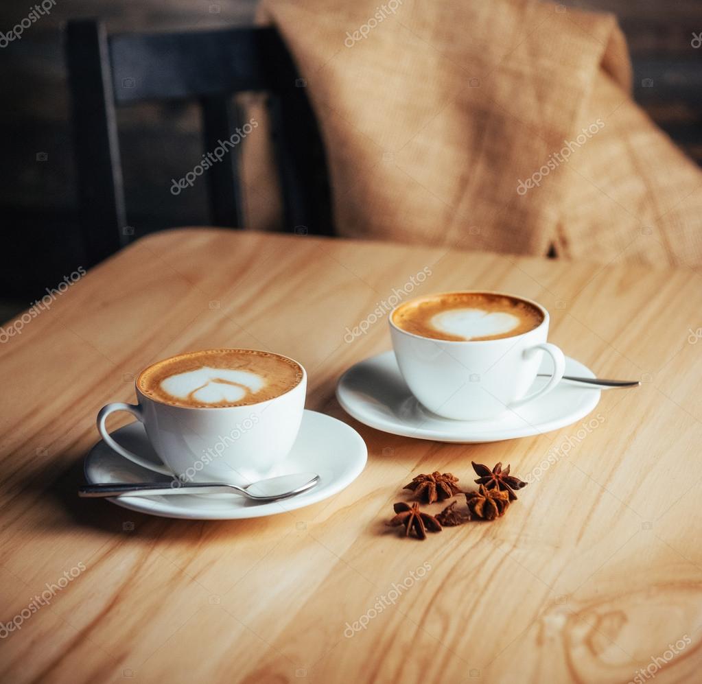 Two cups of gourmet coffee house cappuccino — Stock Photo