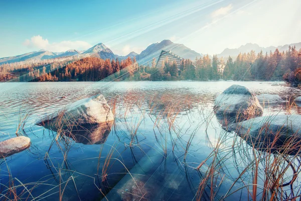 Lago di montagna maestoso nel Parco Nazionale Alti Tatra . — Foto Stock