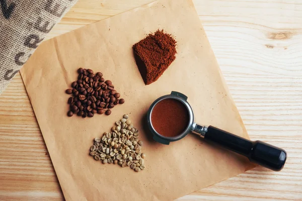 Groene Geroosterde Grond Instant Koffie — Stockfoto