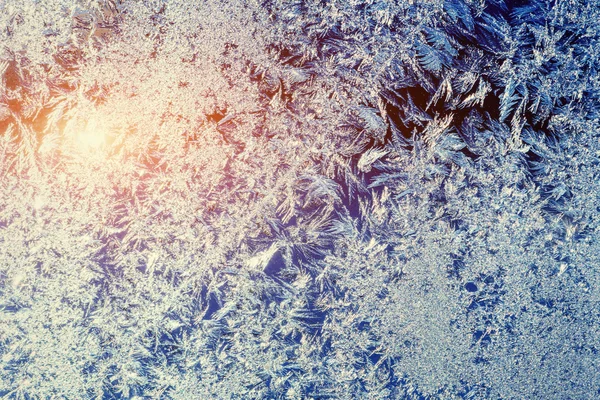 Frosty Naturligt Mönster Vintern Fönster — Stockfoto