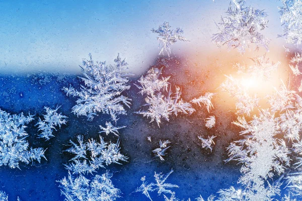 Frosty Natural Pattern Winter Window — Stock Photo, Image