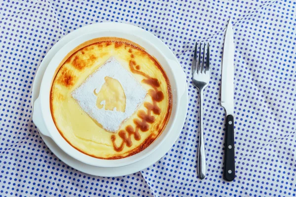 Cazuela Casera Queso Con Tenedor —  Fotos de Stock