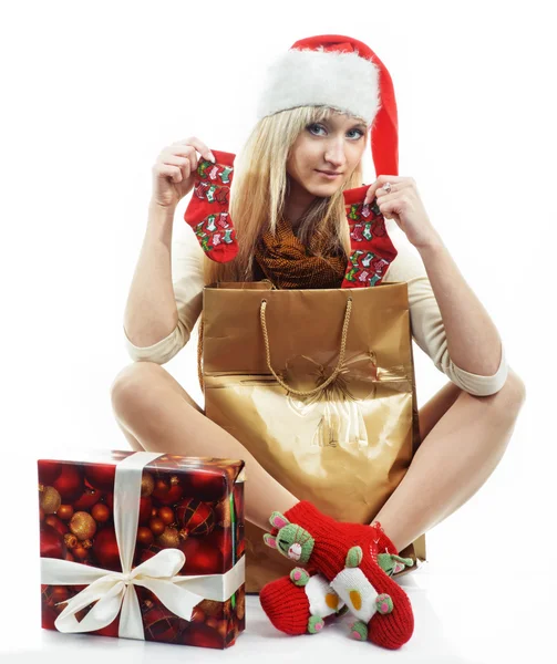 Fille avec un cadeaux de Noël — Photo