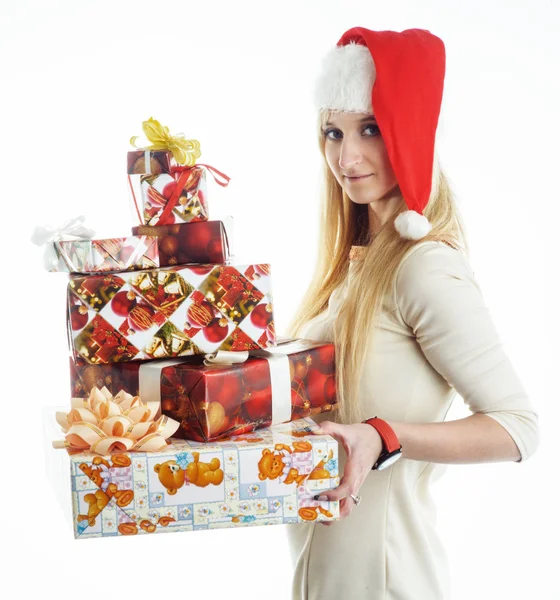 Ragazza con un regalo di Natale — Foto Stock