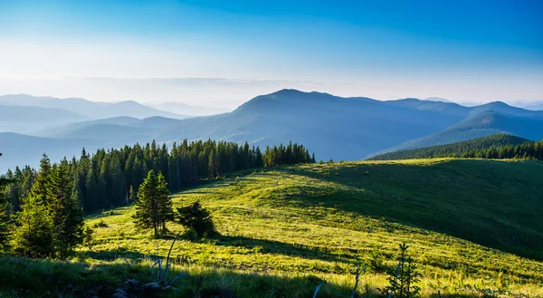 Céu azul e colinas verdes — Fotografia de Stock