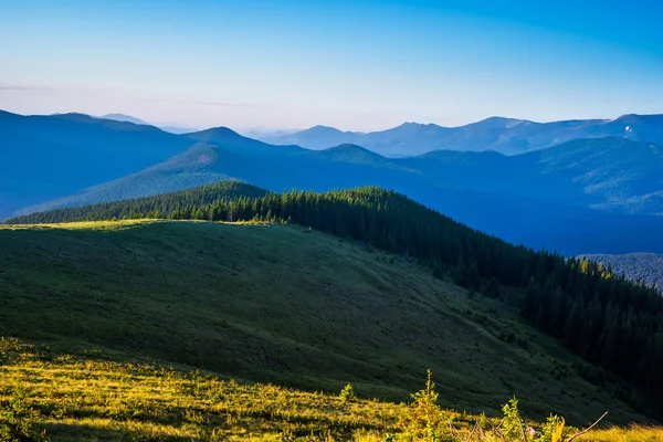 Blue sky and green hills — Stock Photo, Image