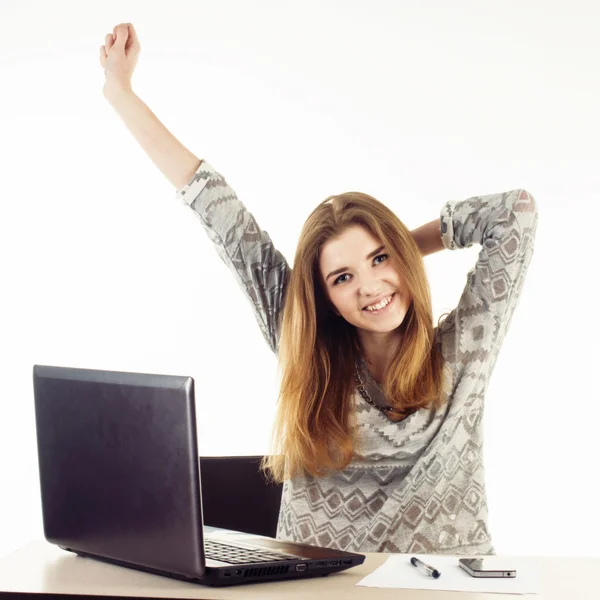 Zakelijke vrouw met notebook — Stockfoto