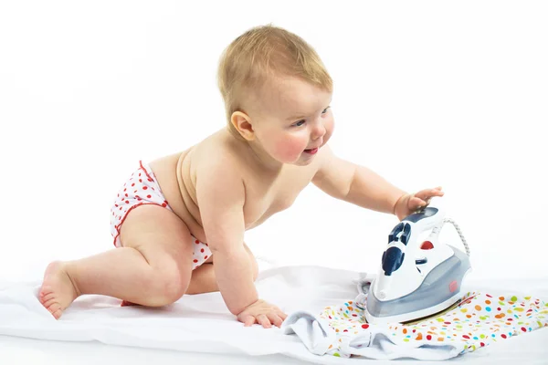 Little girl  ironing — Stock Photo, Image