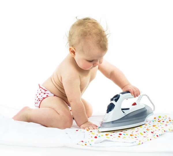 Little girl  ironing — Stock Photo, Image
