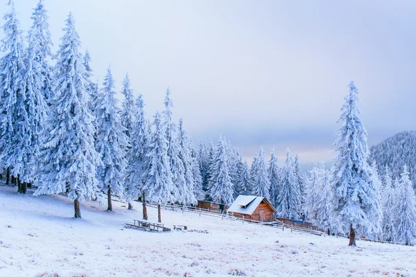 Idylliczne domek zimą — Zdjęcie stockowe
