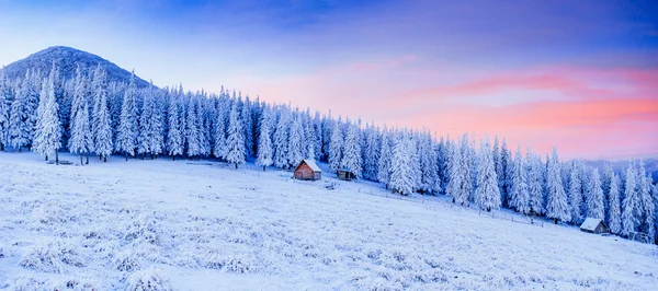 Cabina in montagna in inverno — Foto Stock