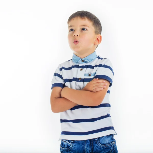 Boy fudboltsi isolated on white background — Stock Photo, Image