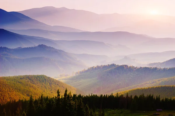 カルパティア山脈のウクライナの美しい夕日. — ストック写真