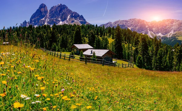 Charming house in summer sunny day in Alps — Stock Photo, Image