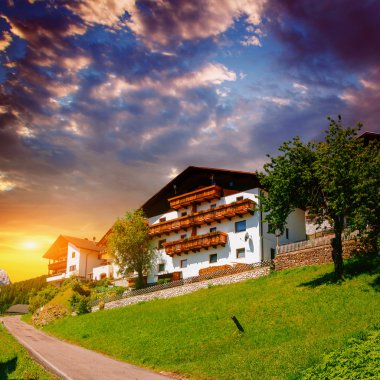  Panoramik pastoral yaz peyzaj Alpleri'nde