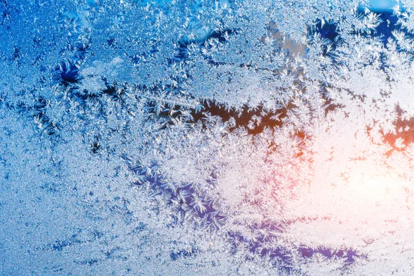 Textura de los patrones en vidrio de ventana congelado — Foto de Stock