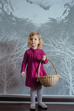 Girl with basket clipart