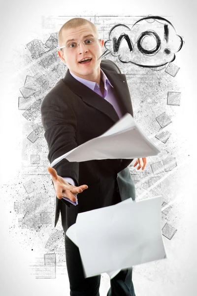 Ο άνθρωπος των επιχειρήσεων σε ένα κοστούμι που απομονώνονται σε λευκό φόντο. — Φωτογραφία Αρχείου
