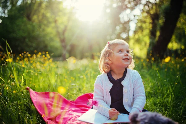 Kind op picknickdziecko na piknik — Stockfoto