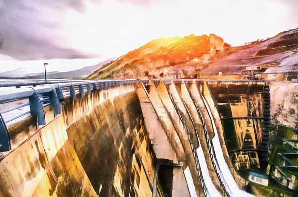 Barragem na Europa e Itália.Montanhas de granito e ravina . — Fotografia de Stock