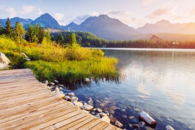 Göl strbske pleso yüksek tatras dağ, Slovakya, Avrupa