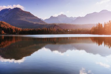 Göl strbske pleso yüksek tatras dağ, Slovakya, Avrupa