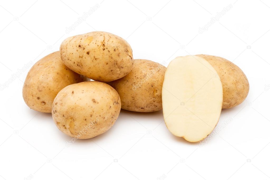 Quality of potatoes Riviera. Potatoes isolated on white backgrou