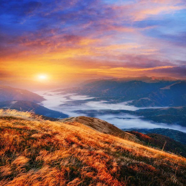 Pôr do sol mágico nas montanhas Ucrânia — Fotografia de Stock