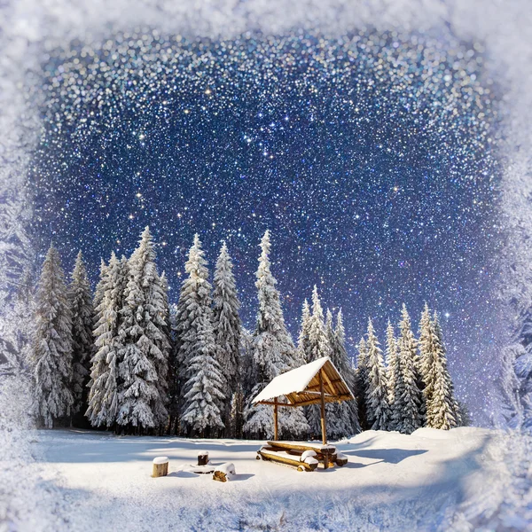 starry sky in a fantastic New Year\'s Eve. Winter background with