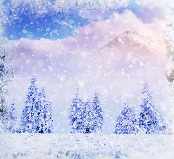 Zauberhafte Winterlandschaft, Hintergrund mit einigen weichen Highlights — Stockfoto