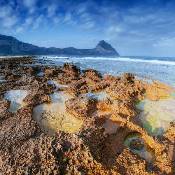 Spring panorama of sea coast city Trapany. Sicily, Italy, Europe — Stock Photo, Image