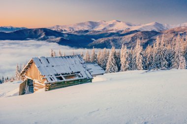 Chalet dağlarda. Karpatlar, Ukrayna, Europe