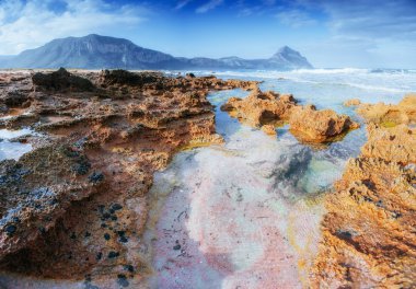 Bahar deniz kıyısında Şehir Trapany Panoraması. Sicilya, İtalya, Europe