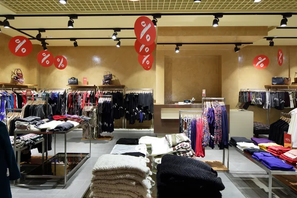 Brand new interior of cloth store — Stock Photo, Image