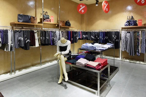 Brand new interior of cloth store — Stock Photo, Image