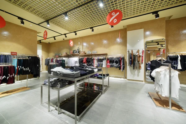 Brand new interior of cloth store — Stock Photo, Image