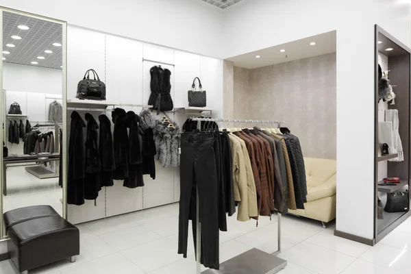 Brand new interior of fur store — Stock Photo, Image