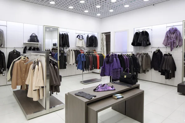 Brand new interior of fur store — Stock Photo, Image