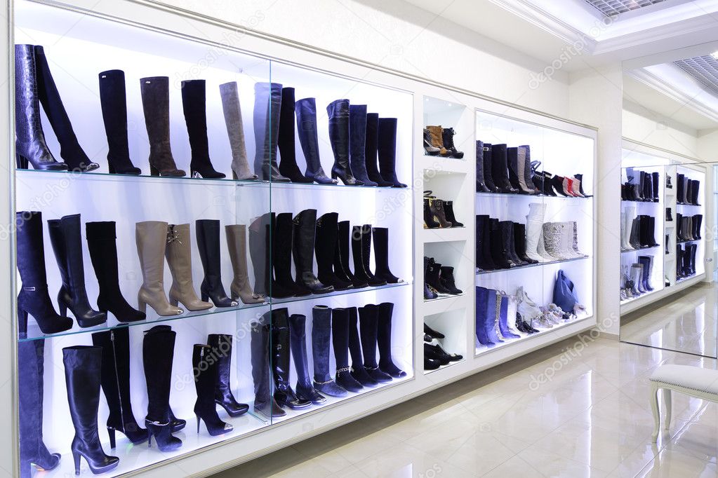 interior of shoe store in modern european mall