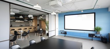 projector room in stylish office clipart