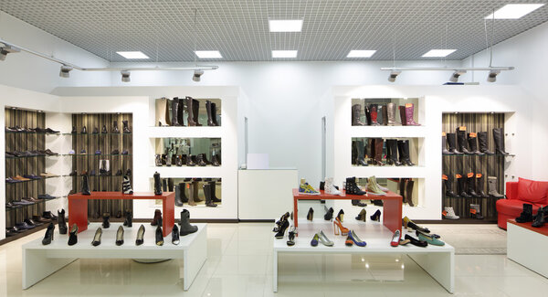 interior of shoe store in modern european mall